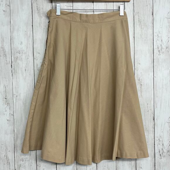 Mr Mort Tan Khaki A Line Basic Plain Modest Flowy Lightweight Vintage Skirt - Picture 2 of 8
